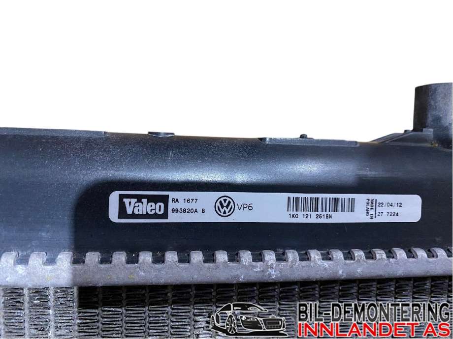 Radiator (manuell gir) til Škoda Octavia 2009-2013 (Type II, Fase 2)  (SKODA|1K0 121 251 BN|)