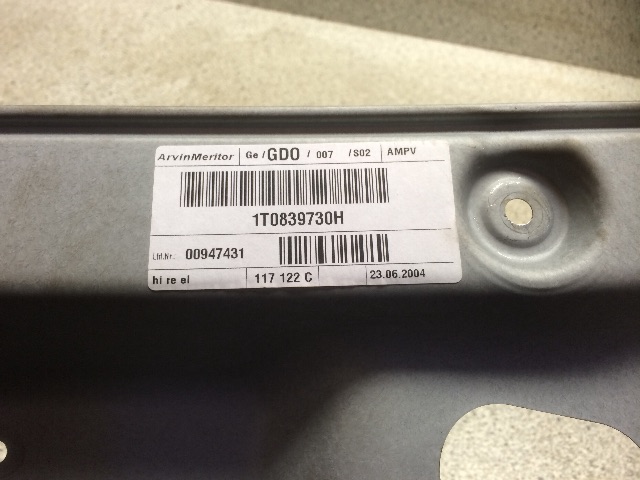 Ruteheis høyre bak til VW Touran 2003-2006 (Type I, Fase 1)  (1T0839730H|)