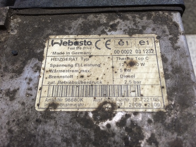 Dieselvarmer til Citroën Jumpy 2007-2016 (Type II)  (WEBASTO|98880K|)