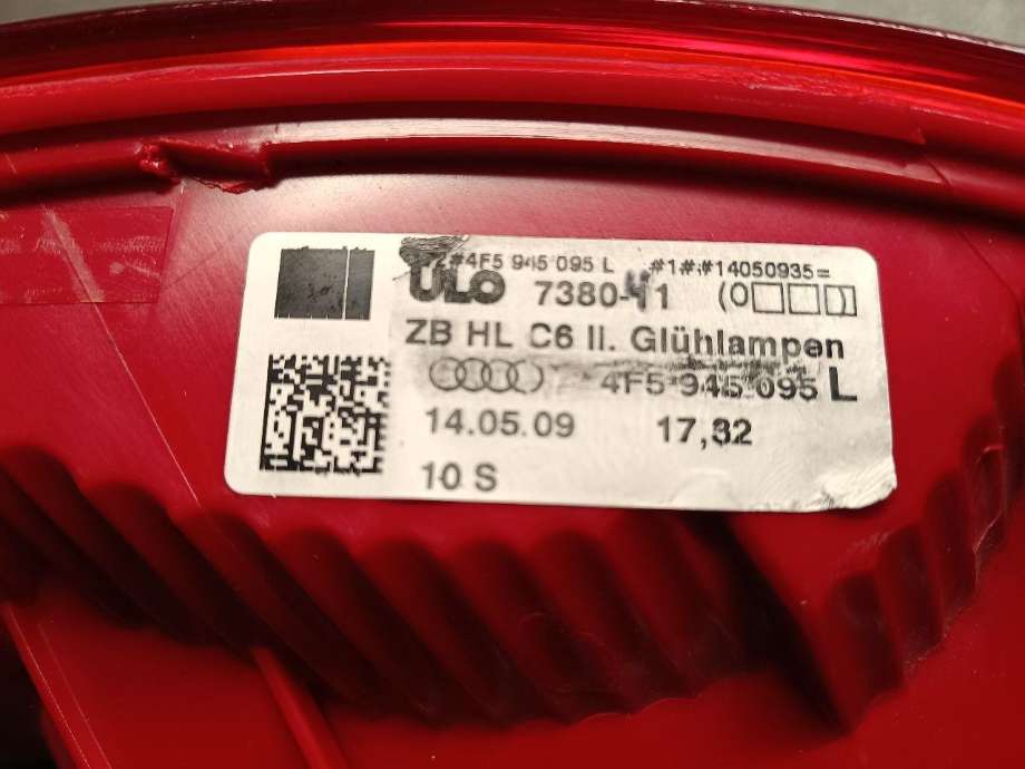Baklykt venstre til Audi A6 2005-2008 (Type III, Fase 1) (C6) (C6) (4F5945095D|4F5945095L|4F5945095Q)