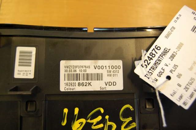 Instrumentpanel til VW Golf, Plus/Cross 2005-2009 (Fase 1) (SIEMENS|1K0 920 862 K|)