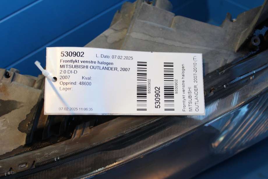 Frontlykt venstre halogen til Mitsubishi Outlander 2007-2010 (Type II, Fase 1)