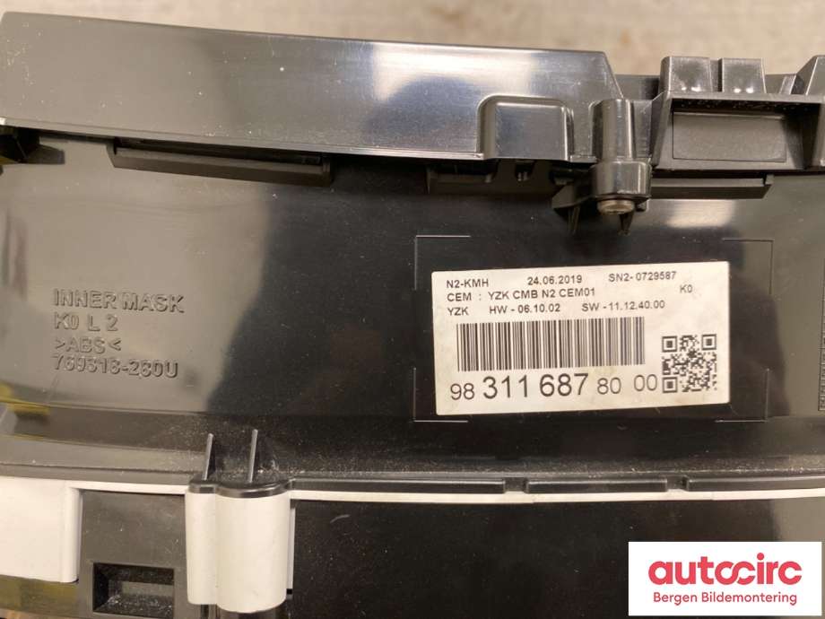 Instrumentpanel til Citroën Jumpy 2016-->> (Type III)  (CITROEN|98 311 687 80||98 311 687 80 00)
