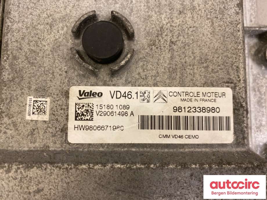 Styreenhet motor til Peugeot 2008 2013-2019 (Type I) (PEUGEOT|16 168 983 80||9812338980)