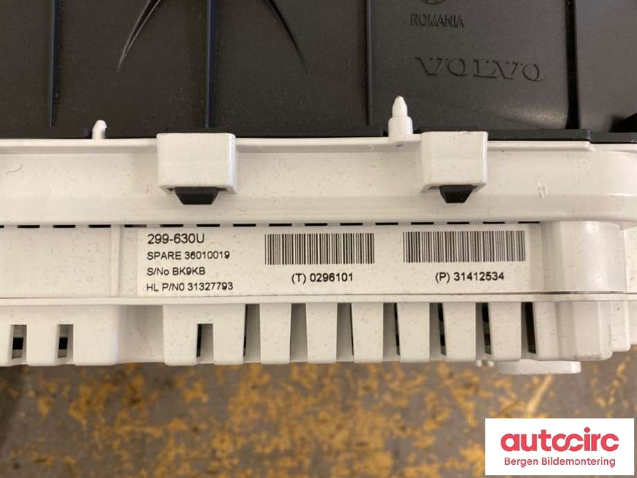 Instrumentpanel til Volvo V60/V60 CC 2013-2018 (Type I, Fase 2)  (VOLVO|36010019||31412534)