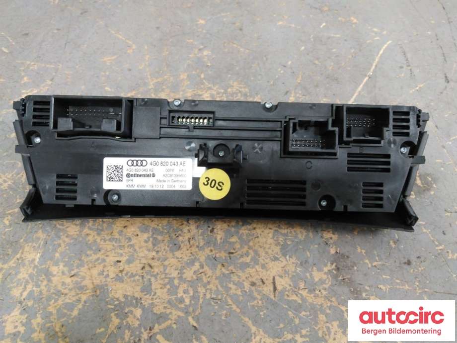 Varmeapparat betjening til Audi A6 2011-2014 (Type IV, Fase 1) (C7) (C7) (AUDI|4G0 820 043 AE|)