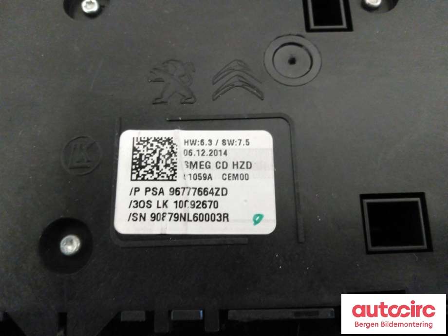 Bryter diverse til Peugeot 308 2013-2021 (Type II) (PEUGEOT|96 777 664 ZD|)