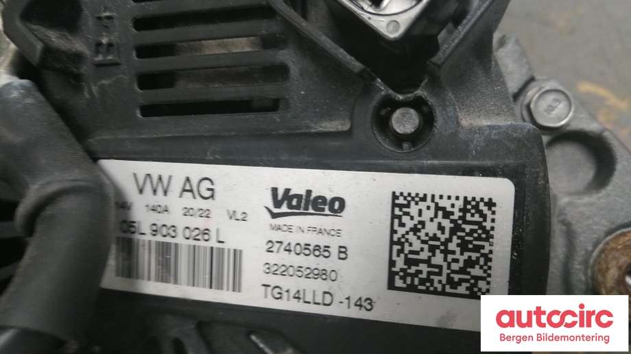 Dynamo til VW Caddy 2015-2020 (Type III, Fase 3)  (VOLKSWAGEN|05L 903 026 L|)