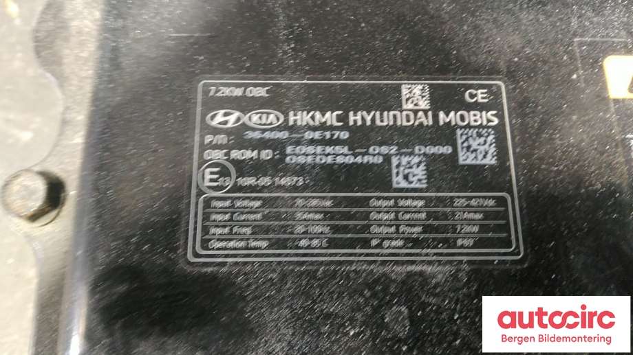 Batterilader (OBC - On Board Charger) til Hyundai Kona 2017-2021 (Type I, Fase 1)  (HYUNDAI|364000E170||36400-0E170)