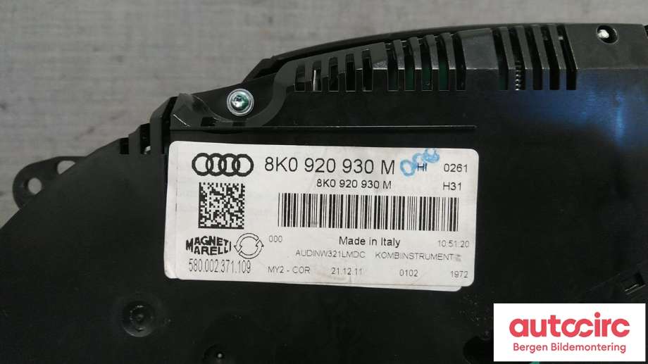 Speedometer til Audi A4 2007-2014 (Type IV) (B8) (B8) (AUDI|8K0 920 930 M|)