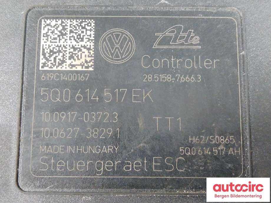 Styreenhet ABS til VW e-Golf 2017-2020 (Fase 2)  (VOLKSWAGEN|5Q0 614 517 EK|)