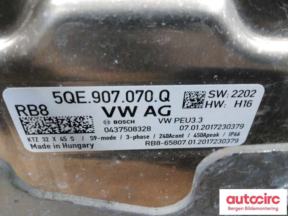 Inverter elbil til VW e-Golf 2017-2020 (Fase 2) (VOLKSWAGEN|5QE 907 070 Q|)