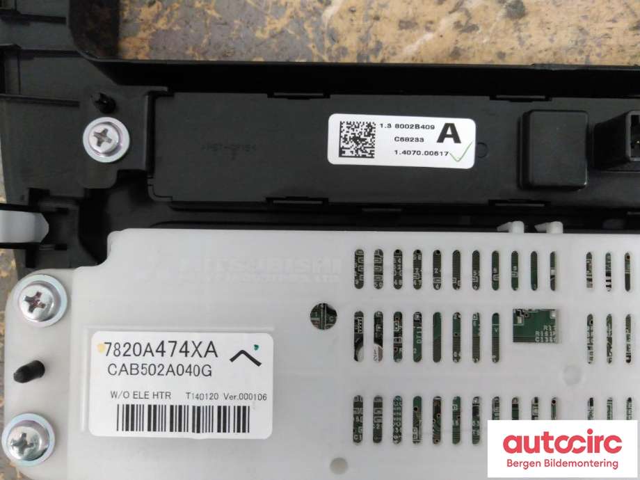 Varmeapparat betjening til Mitsubishi Outlander 2012-2015 (Type III, Fase 1) (MITSUBISHI|7820A474XA|)