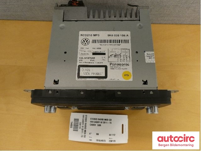 Bilstereo til VW Caddy 2010-2015 (Type III, Fase 2)  (VOLKSWAGEN|5K0 057 156 A||5K0 035 156 A)