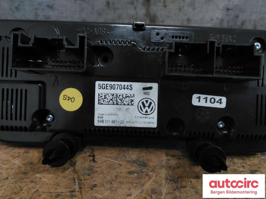 Varmeapparat betjening til VW e-Golf 2014-2017 (Fase 1)  (VOLKSWAGEN|5GE 907 044 AD|)