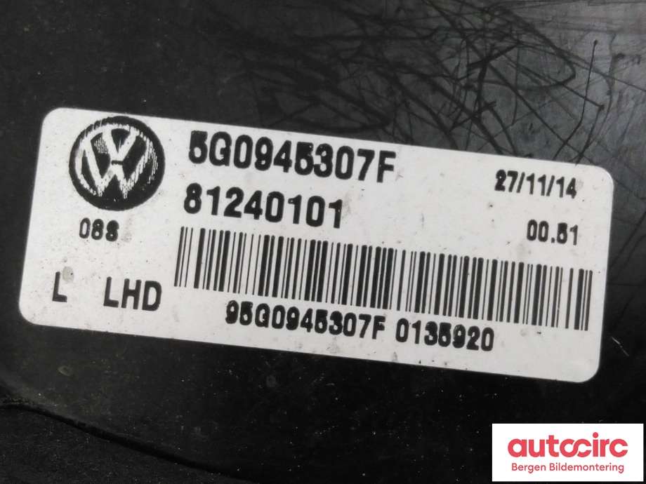 Baklykt venstre indre til VW e-Golf 2014-2017 (Fase 1)  (VOLKSWAGEN|5G0 945 307 F|)