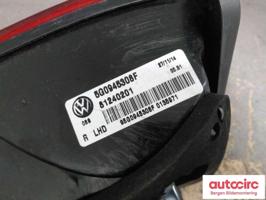 Baklykt høyre indre til VW e-Golf 2014-2017 (Fase 1)  (VOLKSWAGEN|5G0 945 308 F|)