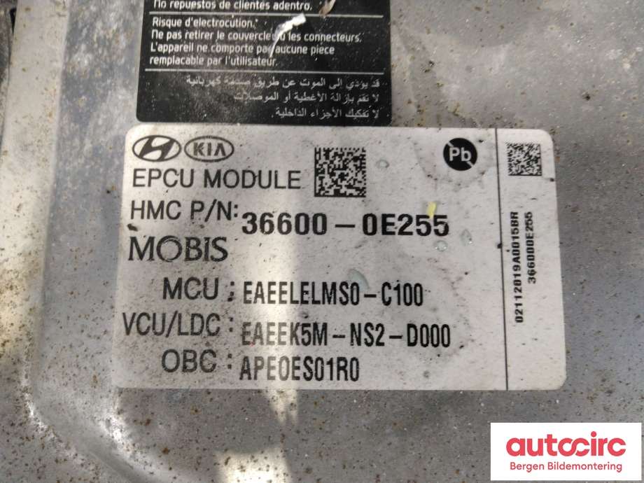 Inverter elbil til Hyundai Ioniq Electric 2019-->> (Fase 2)  (HYUNDAI|366010E255|)