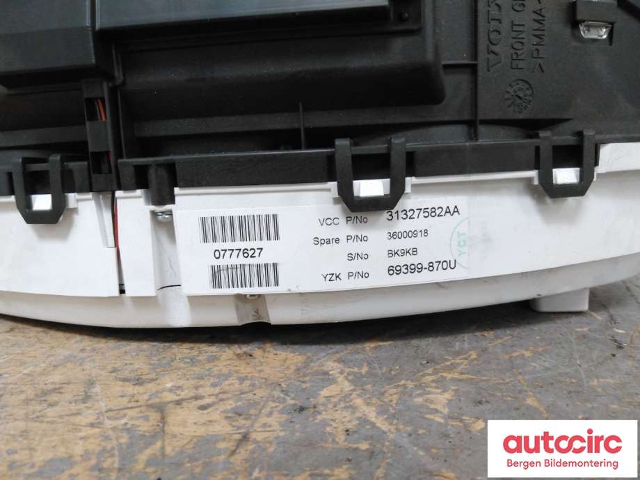Speedometer til Volvo V70 2007-2013 (Type III, Fase 1)  (VOLVO|36001836|)