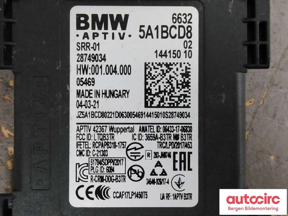 Sensor radar til BMW X3 2017-->> (G01) (G01) (BMW|66 32 5 A84 CF7|)