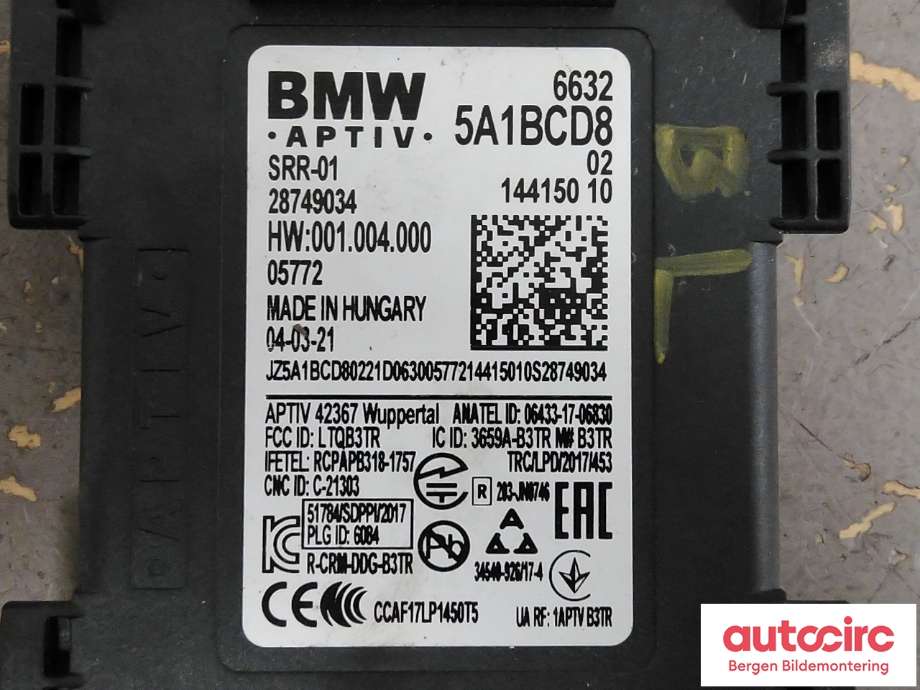 Sensor radar til BMW X3 2017-->> (G01) (G01) (BMW|66 32 5 A84 CF7|)