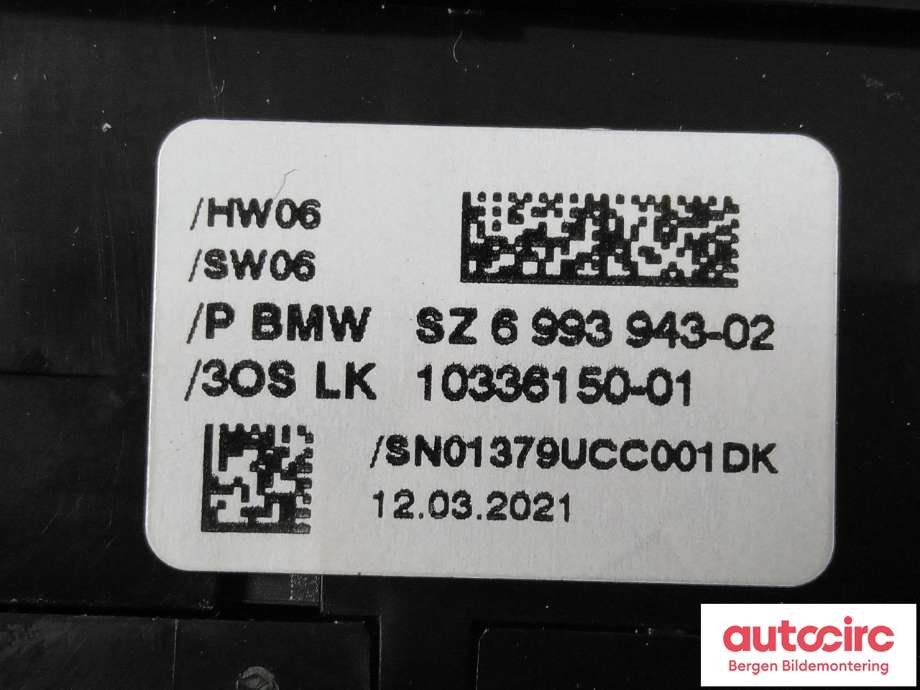 Bryter diverse til BMW X3 2017-->> (G01) (G01) (BMW|61 31 6 993 943|)
