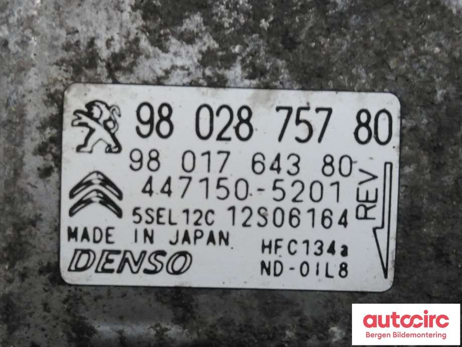 Aircondition kompressor til Citroën C4 2011-2017 (Type II)  (CITROEN|98 197 149 80|)