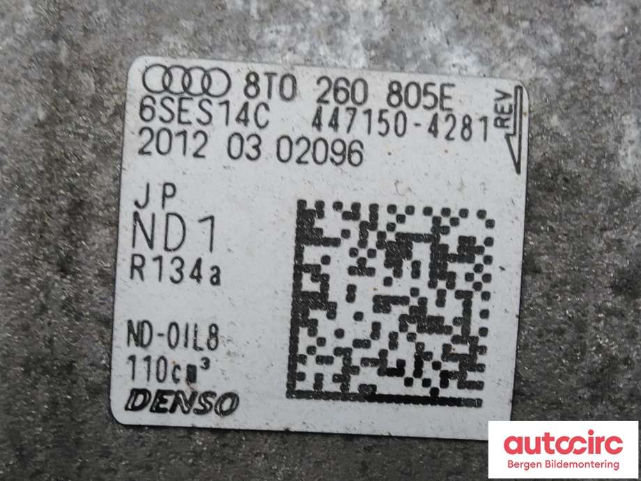 Aircondition kompressor til Audi A4 2007-2014 (Type IV) (B8) (B8) (AUDI|4M0 820 803|)