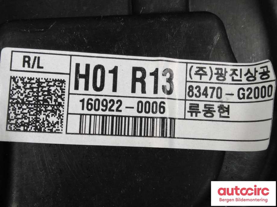 Ruteheis til Hyundai Ioniq Electric 2016-2019 (Fase 1)  (HYUNDAI|83471G 2000|)