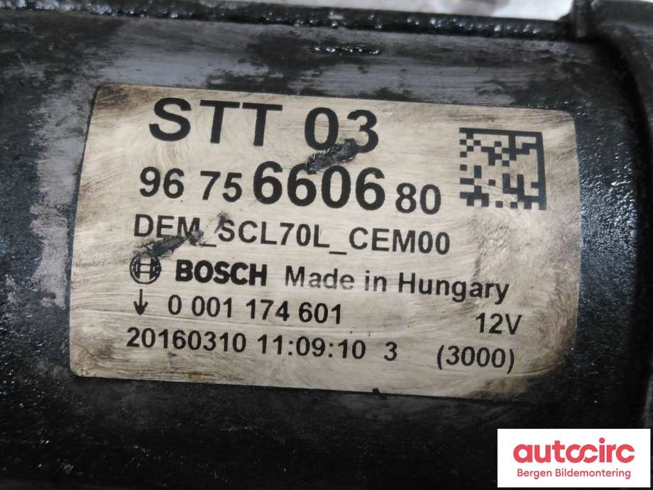 Starter diesel til Peugeot Partner 2015-2019 (Type II, Fase 2)  (PEUGEOT|96 756 606 80|)
