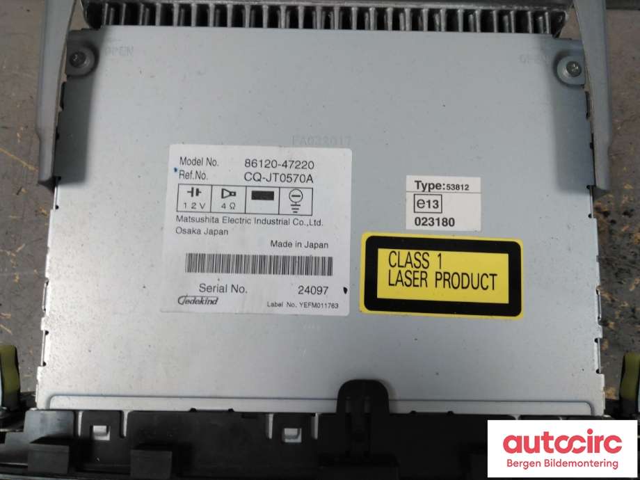 Bilstereo til Toyota Prius 2004-2009 (Type II) (COMBI) (COMBI) (TOYOTA|8612047220|8612047221|)