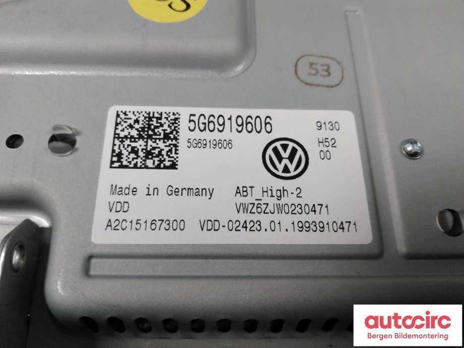Instrument kjørecomputer til VW e-Golf 2017-2020 (Fase 2)  (VOLKSWAGEN|5G6 919 606 C|)