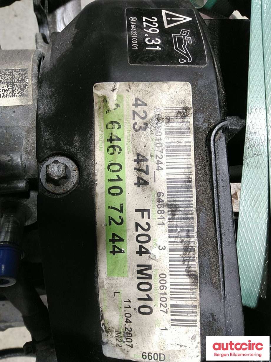 Motor diesel til Mercedes C-Klasse 2007-2011 (Fase 1) (W204) (W204) (MERCEDES|A 646 010 72 44|)