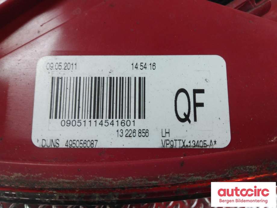 Baklykt venstre til Opel Insignia A 2009-2014 (OPEL|22950973|13226856|)