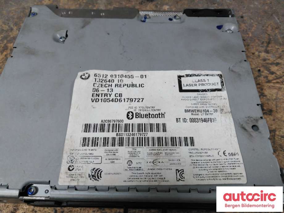 Bilstereo til BMW 1-Serie 2011-2015 (Fase 1) (F20/F21) (F20/F21) (BMW|65 12 9 357 988|)