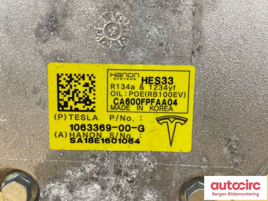 Aircondition kompressor til Tesla Model S 2016-2021 (Fase 2) (TESLA|1063369-00-G|)