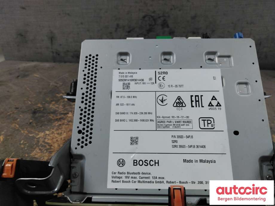 Bilstereo til Suzuki Vitara 2015-->> (Type IV)  (SUZUKI|39101-54P12-BKZ|)