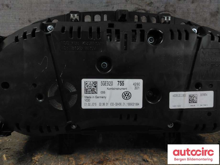 Speedometer til VW e-Golf 2014-2017 (Fase 1) (VOLKSWAGEN|5GE 920 755|)