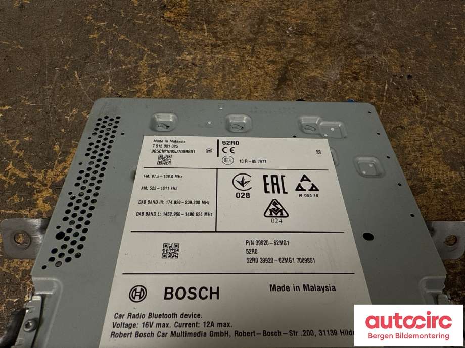 Instrument kjørecomputer til Suzuki SX4 2009-2013 (Type I, Fase 2)  (SUZUKI|39920-62MA5-DB7|)