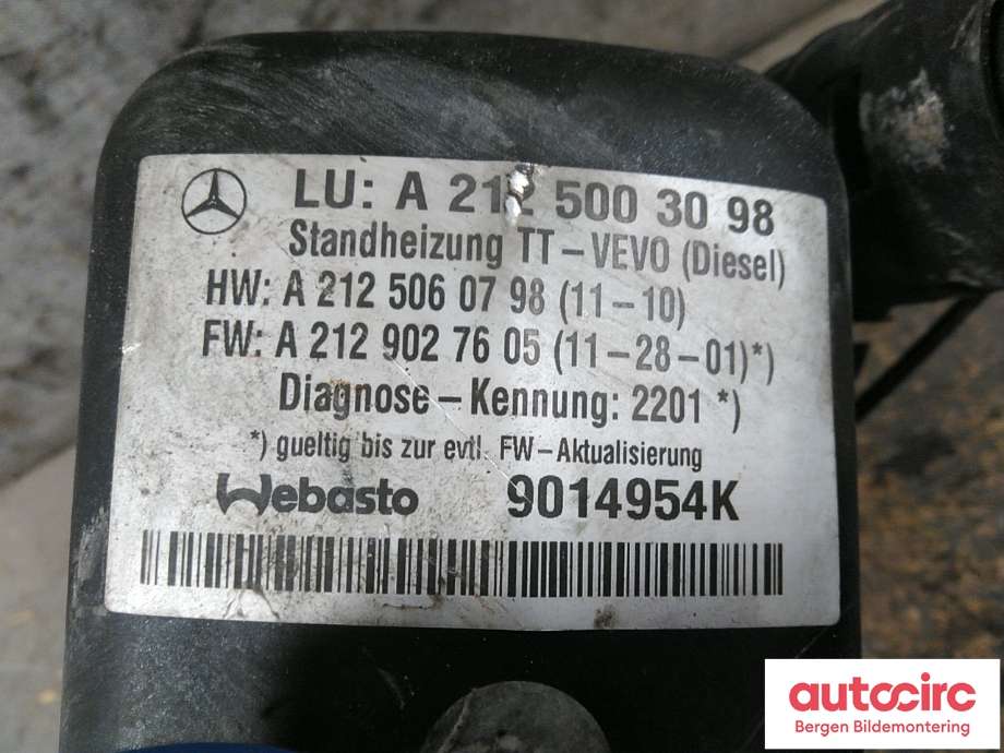 Dieselvarmer til Mercedes E-Klasse 2009-2013 (Fase 1) (W212) (W212) (MERCEDES|A 212 500 30 98|)