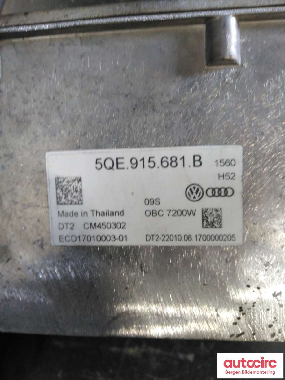 Batterilader (OBC - On Board Charger) til VW e-Golf 2017-2020 (Fase 2) (VOLKSWAGEN|5QE 915 681 N|)