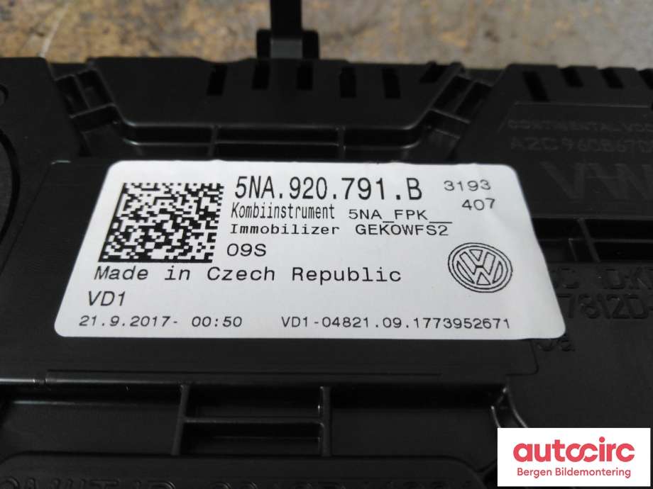Instrumentpanel til VW Tiguan 2016-2020 (Type II, Fase 1) (VOLKSWAGEN|5NA 920 791 B|)