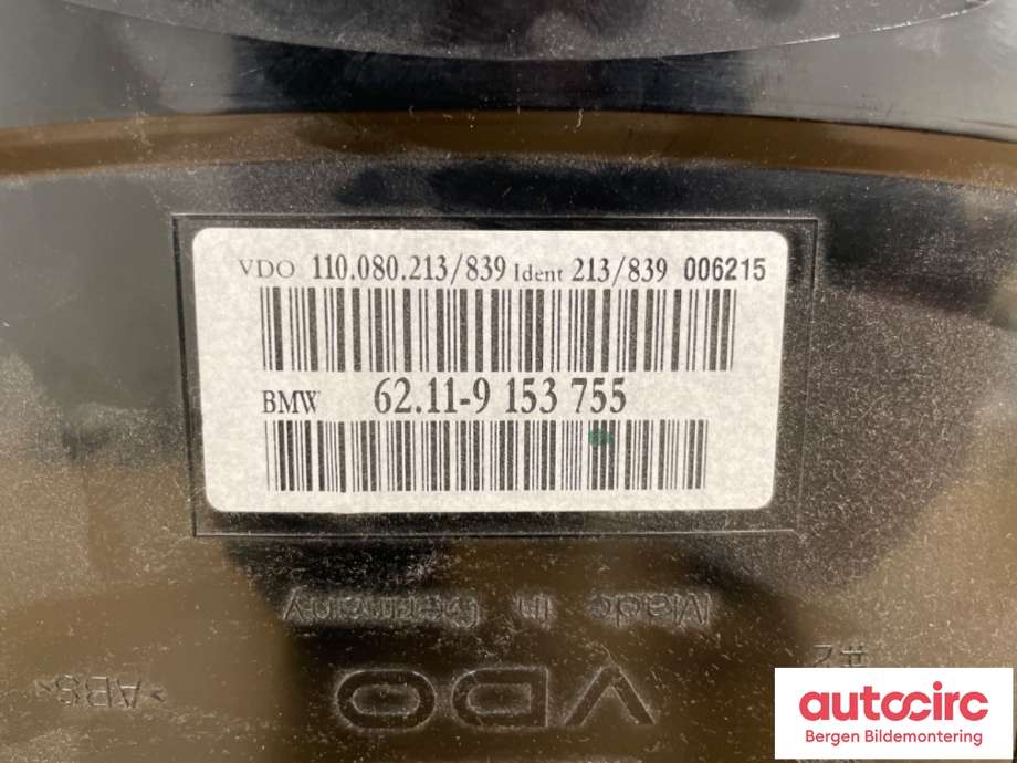 Speedometer til BMW 5-Serie 2003-2010 (E60/E61) (E60/E61) (BMW|62 10 9 194 889|110 080 213|62 11 9 153 755)