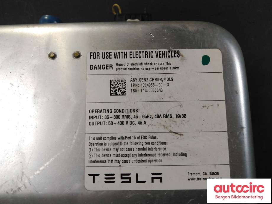 Batterilader (OBC - On Board Charger) til Tesla Model S 2013-2016 (Fase 1) (TESLA|1014963-00-G|)
