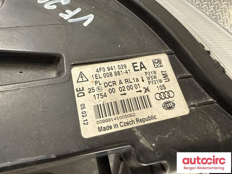 Frontlykt venstre xenon til Audi A6 2005-2008 (Type III, Fase 1) (C6) (C6) (AUDI|4F0 941 029 AK|)
