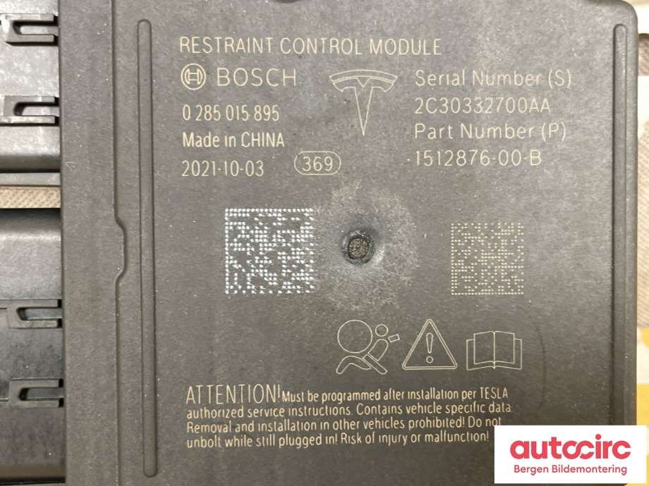 Airbag elektronikk til Tesla Model Y 2021-2024 (Type I)  (TESLA|1512876-00-B||0285015895)