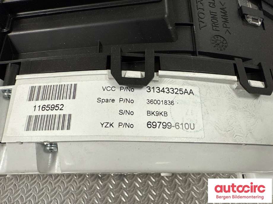 Instrumentpanel til Volvo V70 2007-2013 (Type III, Fase 1)  (VOLVO|36001836|)