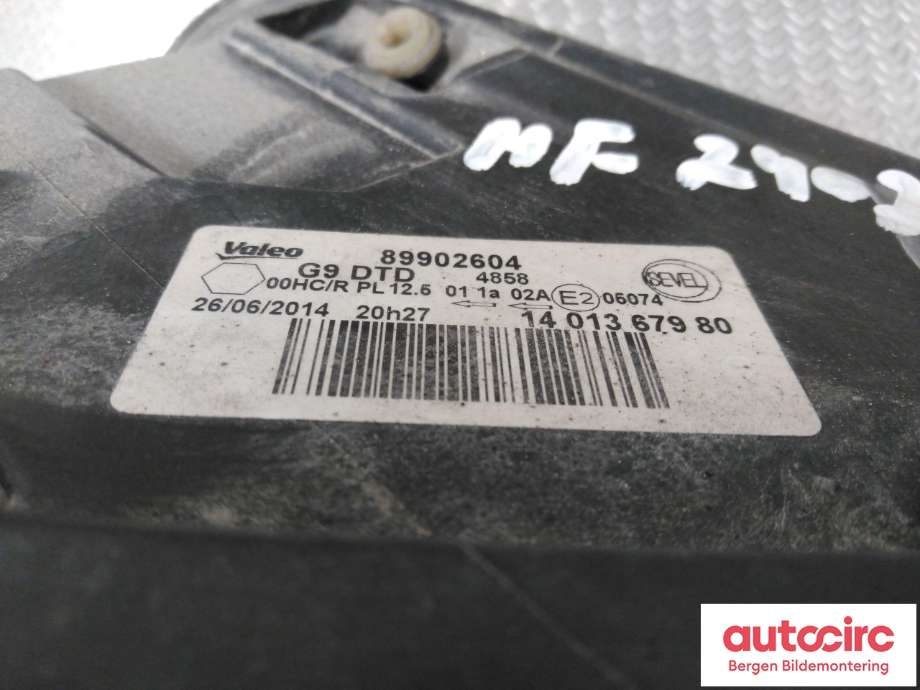Frontlykt høyre halogen til Citroën Jumpy 2007-2016 (Type II)  (CITROEN|6206 L0|)
