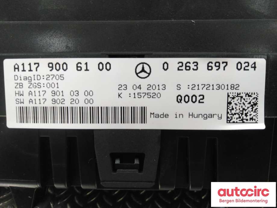 Speedometer til Mercedes CLA 2013-2019 (C117) (C117) (MERCEDES|A 117 900 73 01|)