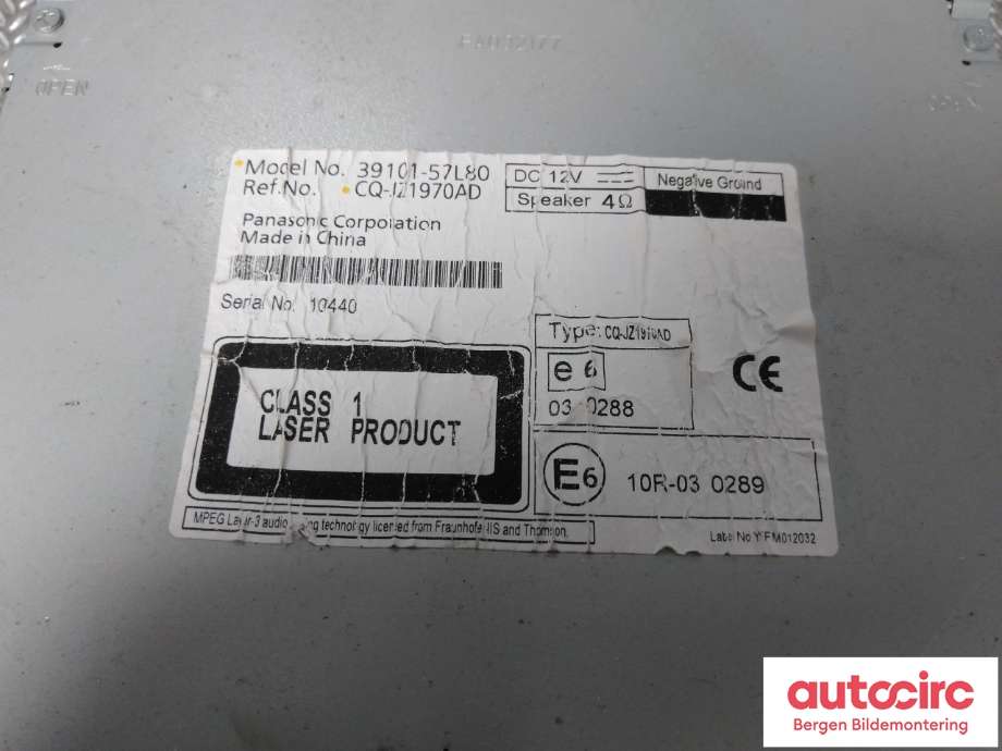 Bilstereo til Suzuki Kizashi 2010-2014  (SUZUKI|39101-57L80-GMP|)